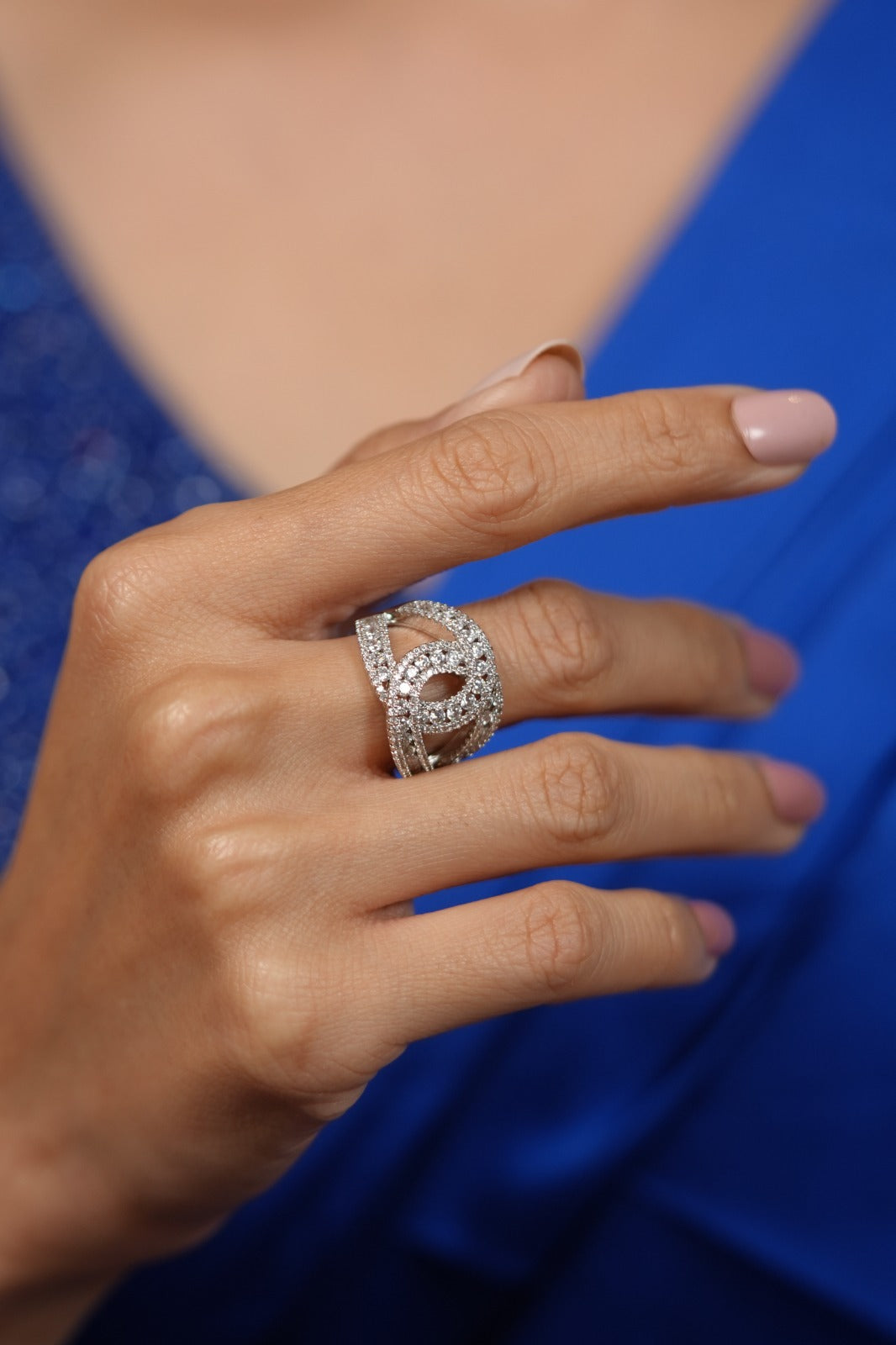 Olympia Bold Diamond Designer  Band Ring