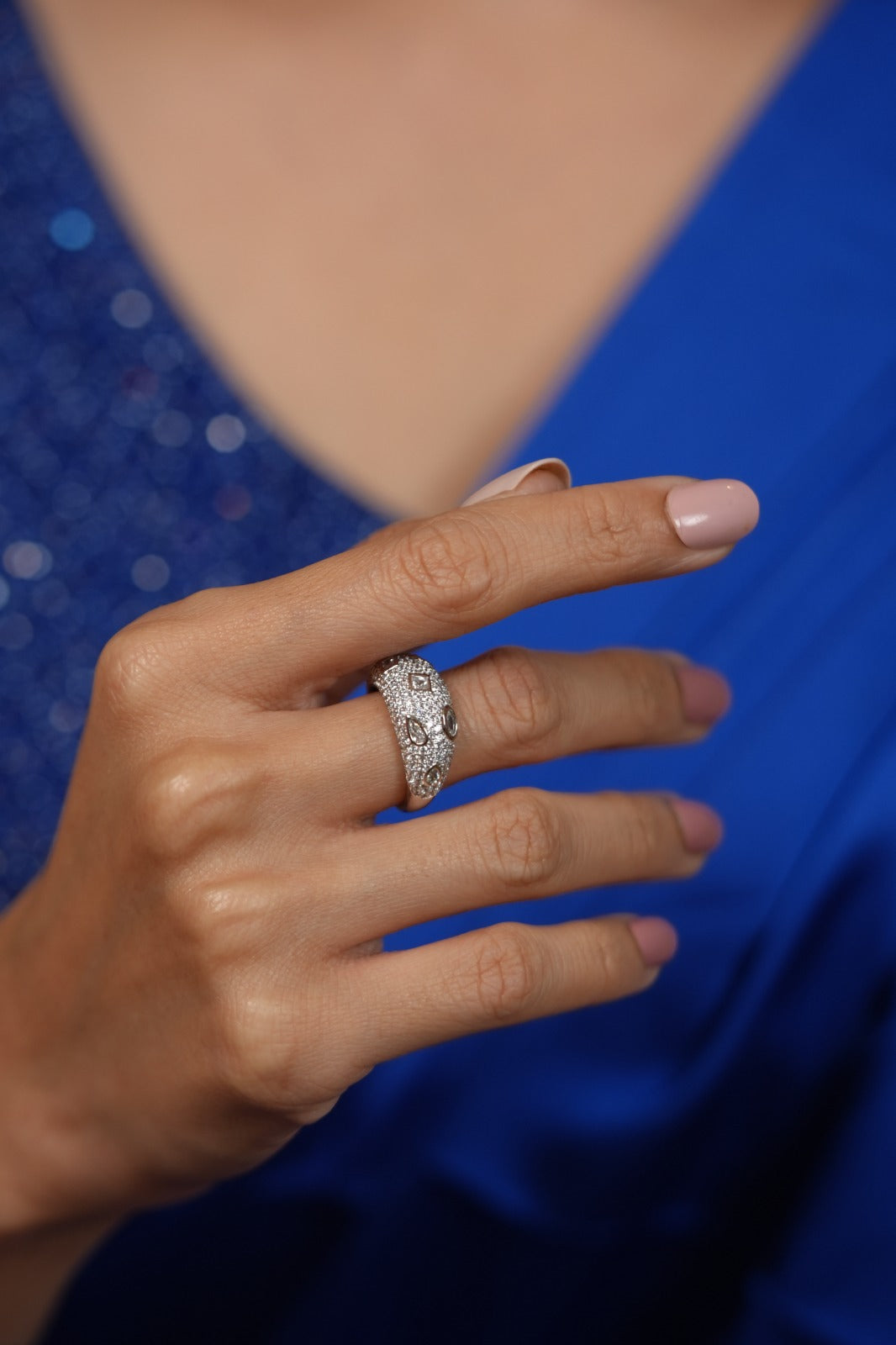 Rock Roll Diamond Designer Band Ring | Daily Wear (SILVER)