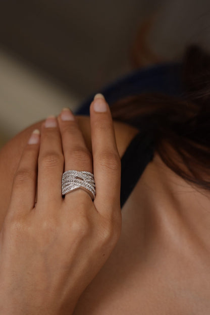 Ride Baguette Diamond Overlay Band Ring | Daily Wear