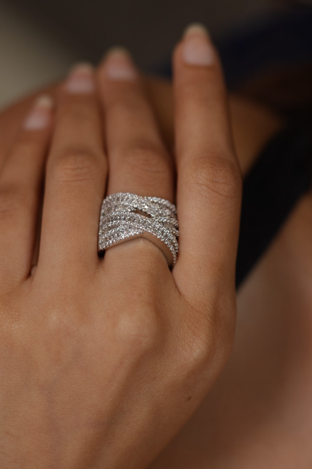 Ride Baguette Diamond Overlay Band Ring | Daily Wear
