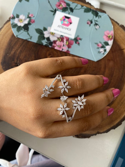 Dew Diamond Double Finger Cocktail Ring