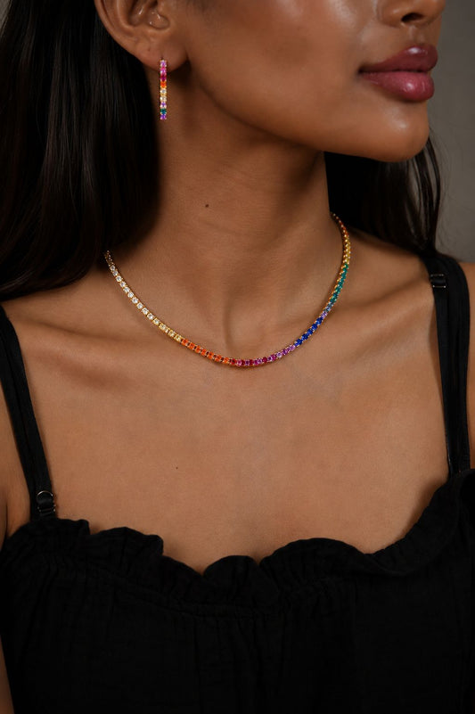 Rainbow Multi coloured Gemstone Solitaire Diamond Set