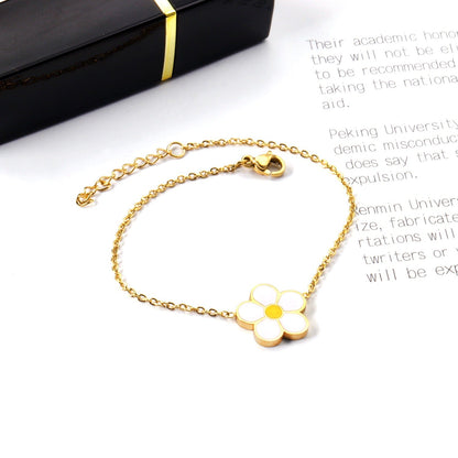 White FLower 18K Gold Plated Children's Bracelet - Twisty Locks  - Kids and Women Hair Accessories, Fashion Clothing and Jewellery India