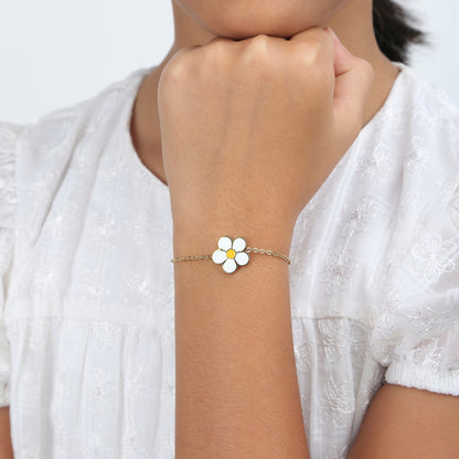 White FLower 18K Gold Plated Children's Bracelet - Twisty Locks  - Kids and Women Hair Accessories, Fashion Clothing and Jewellery India