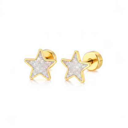 White Star 18K Gold Plated Children's Earrings - Twisty Locks  - Kids and Women Hair Accessories, Fashion Clothing and Jewellery India