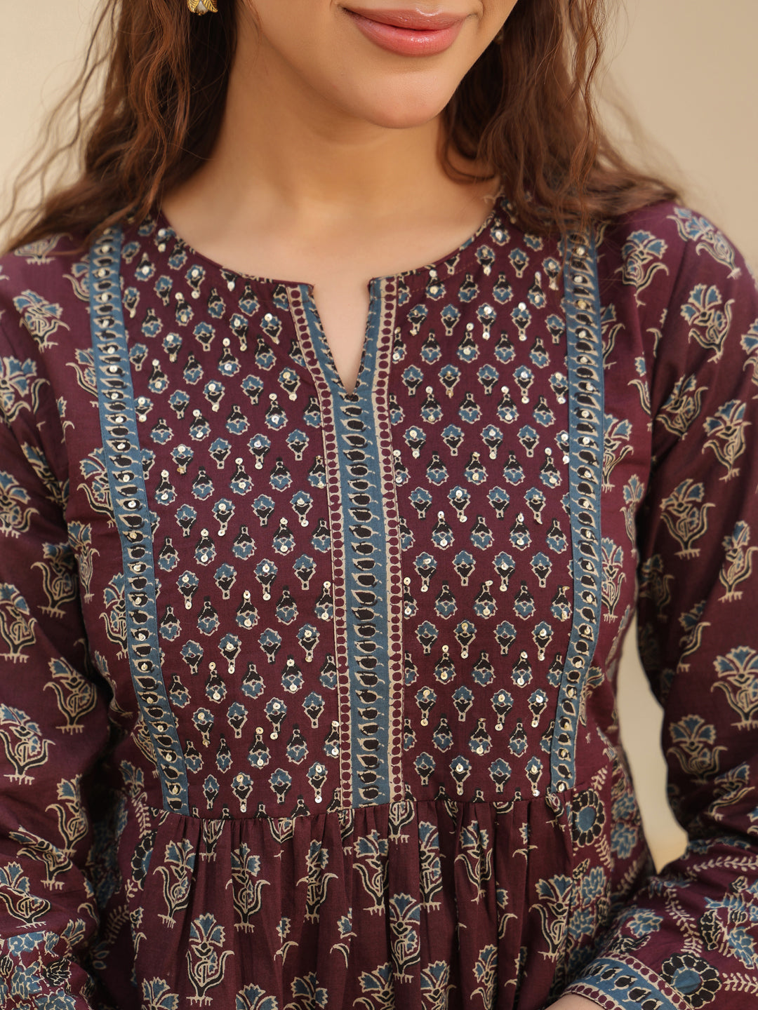 Wine Cotton Casual Wear Top