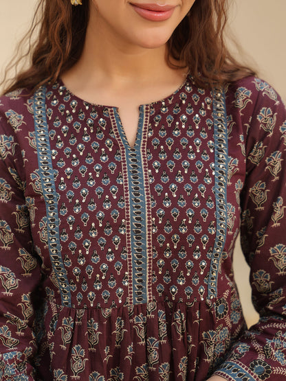 Wine Cotton Casual Wear Top