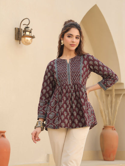 Wine Cotton Chic Top
