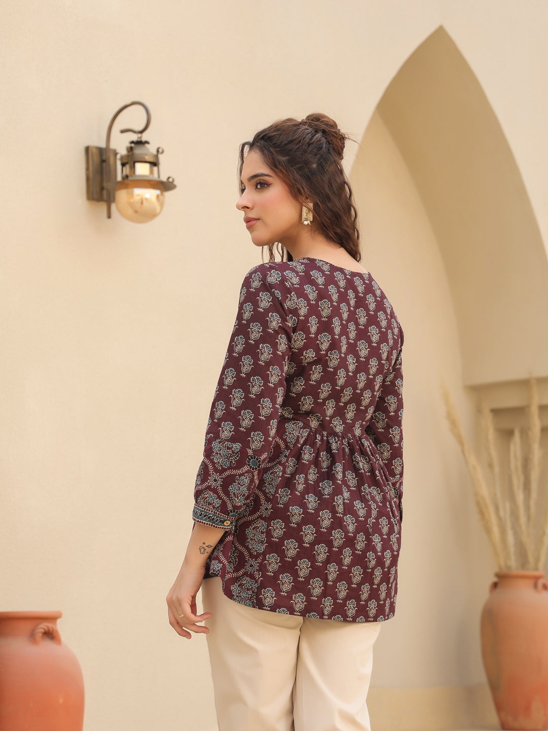Wine Print Summer Cotton Top