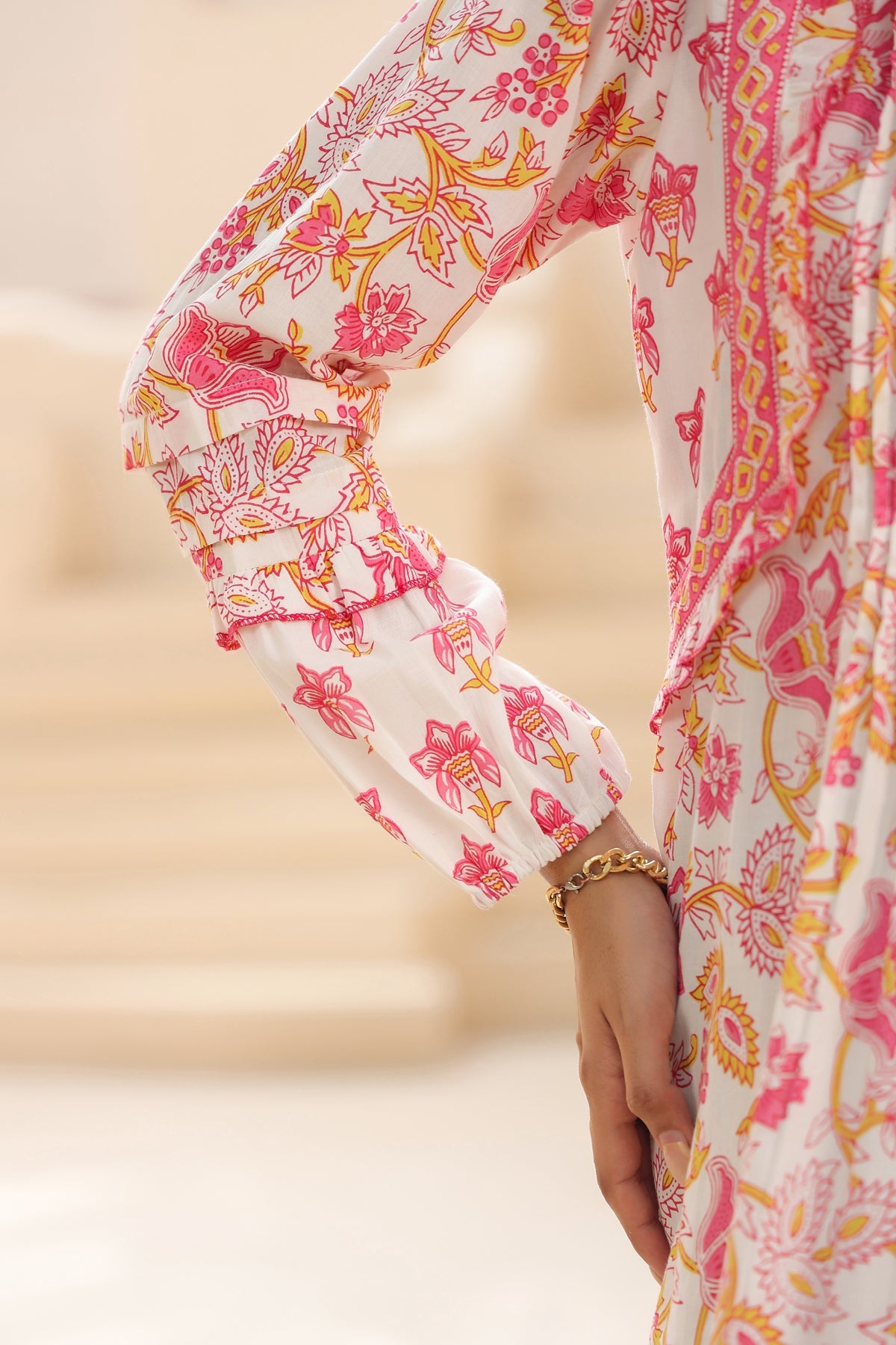 Women Floral Pink Casual Top