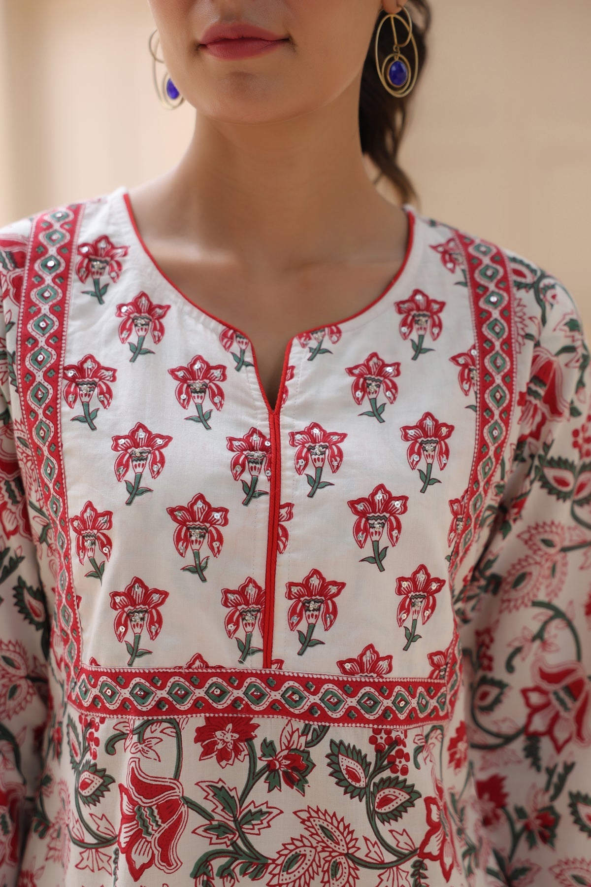 Women Floral Print Red Top