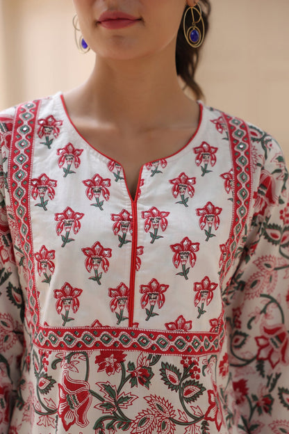 Women Floral Print Red Top
