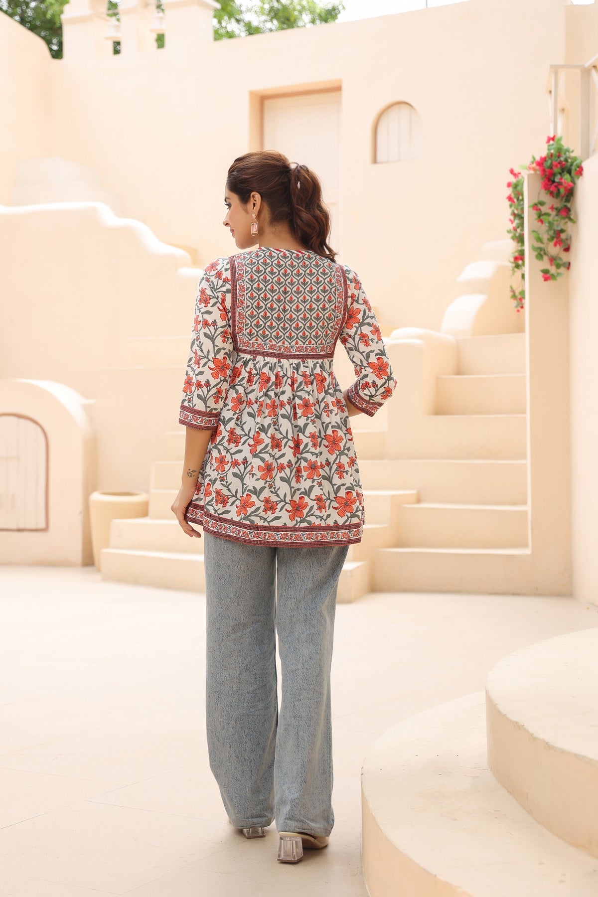 Women Lightweight Cotton Floral Top