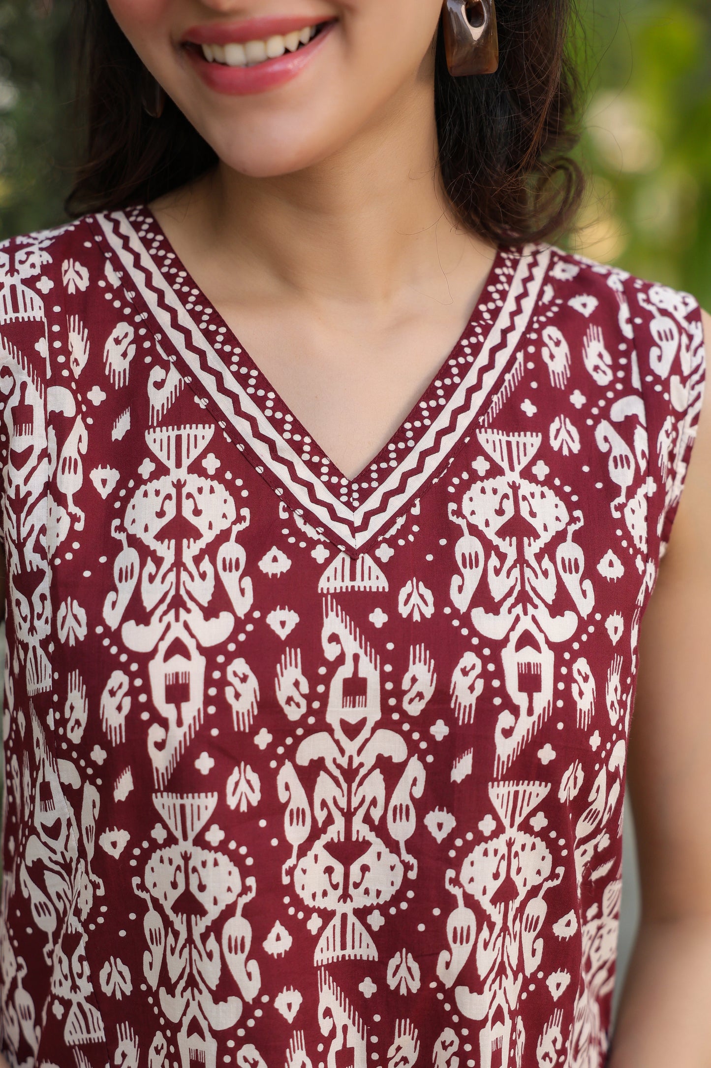 Women brown printed casual top