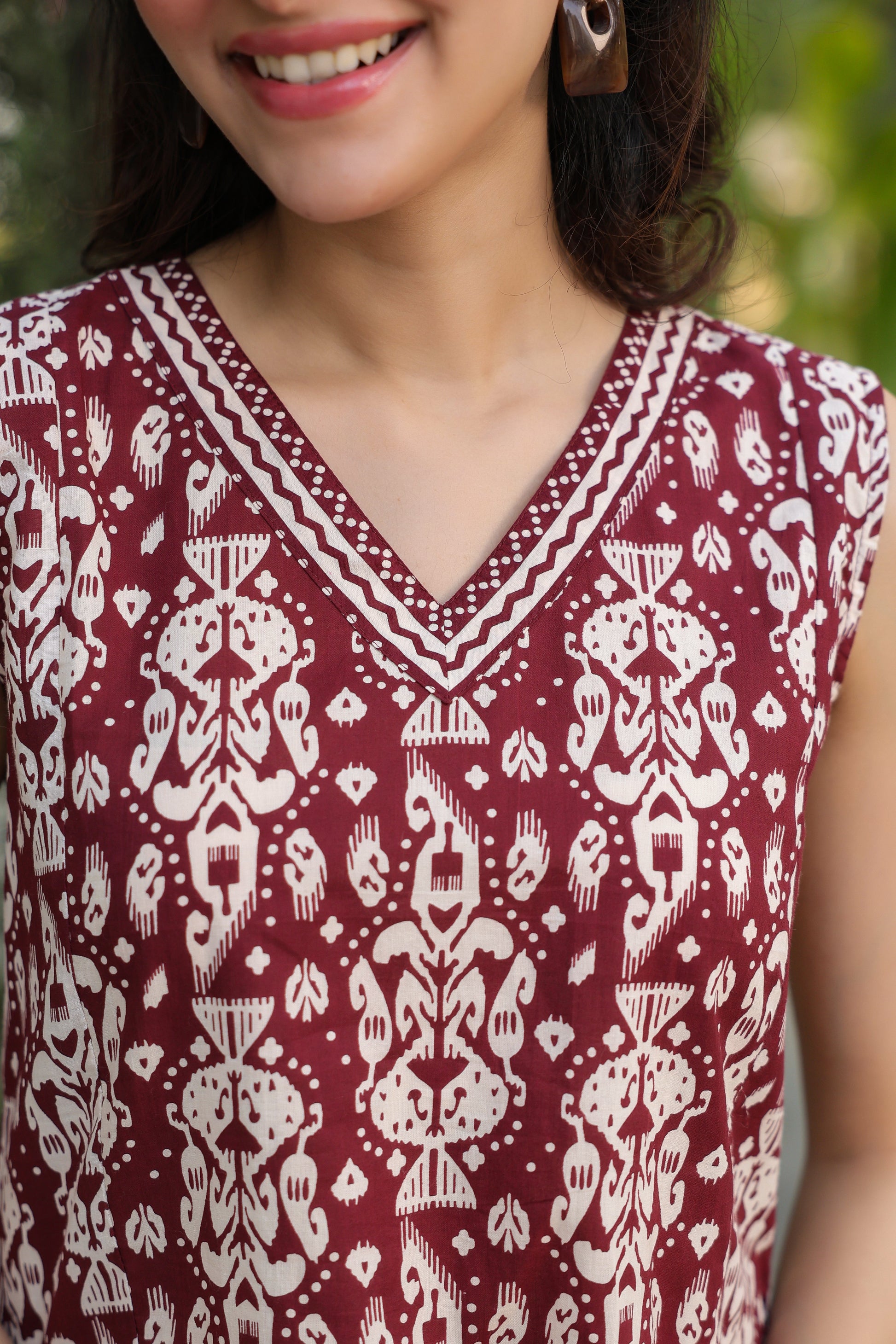Women brown printed casual top