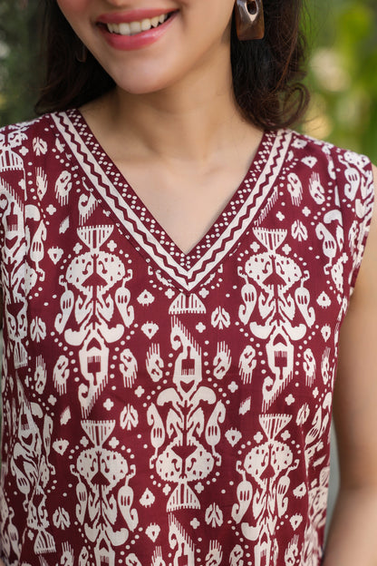Women brown printed casual top
