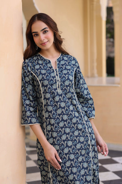 Women casual floral kurta cotton