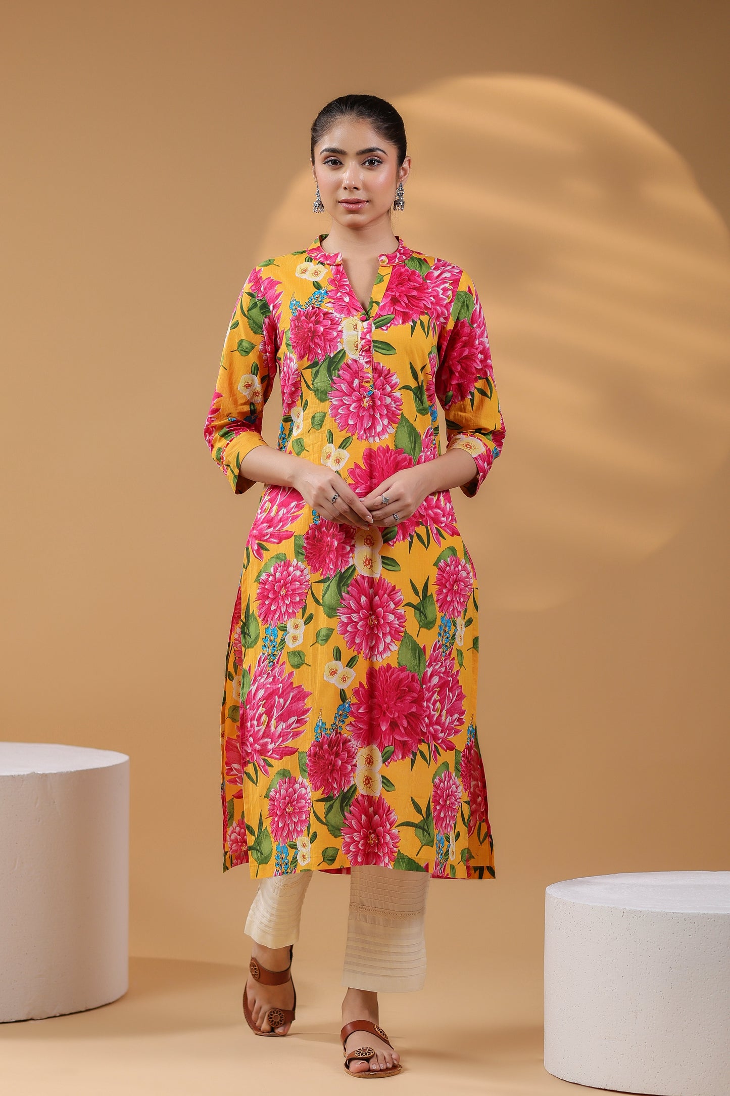 Women floral handloom kurta