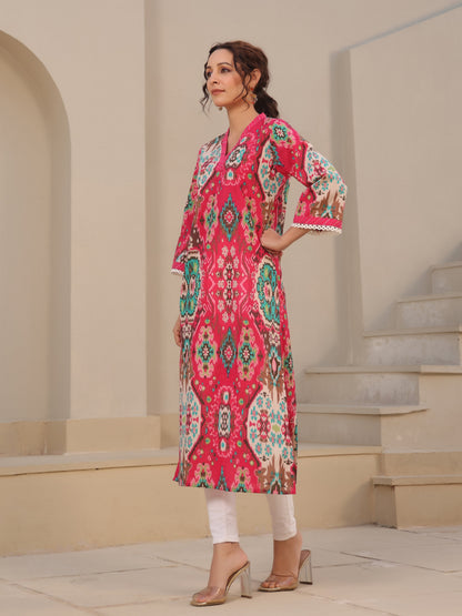 Women fuchsia ethnic kurta