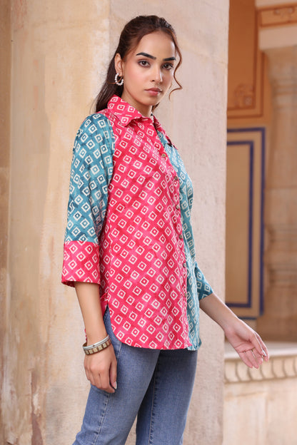 Women pink printed shirt