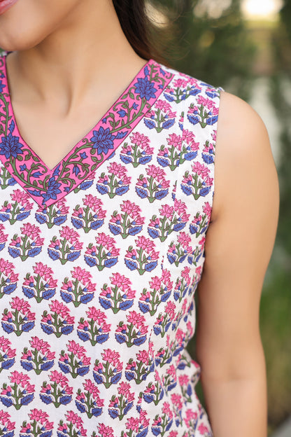 Women pink white summer top