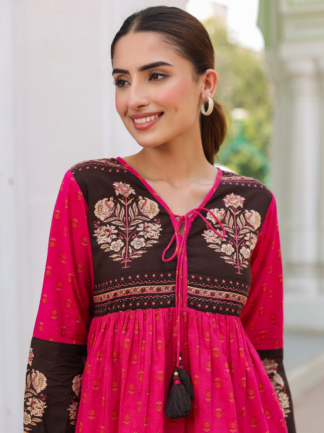Women printed cotton top