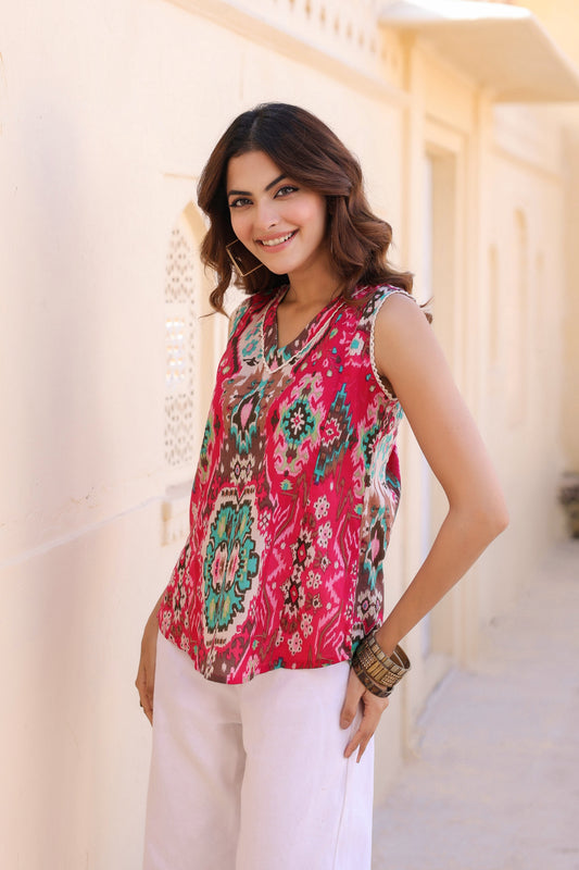 Women’s ethnic motif casual top