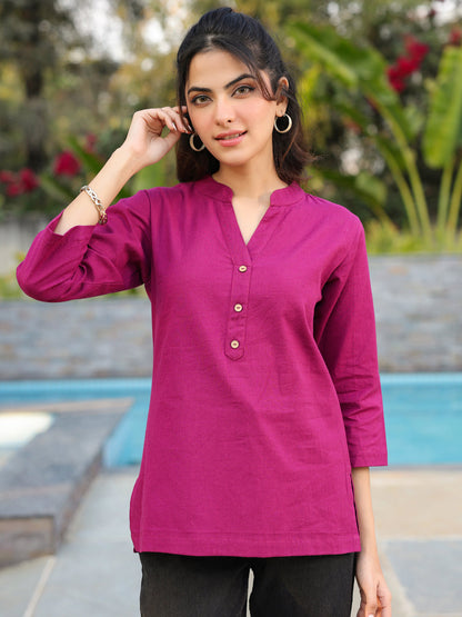 Women stylish magenta cotton top
