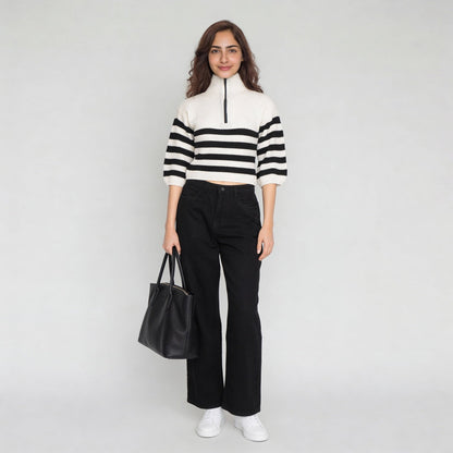 Acrylic Striped Full Sleeve Top