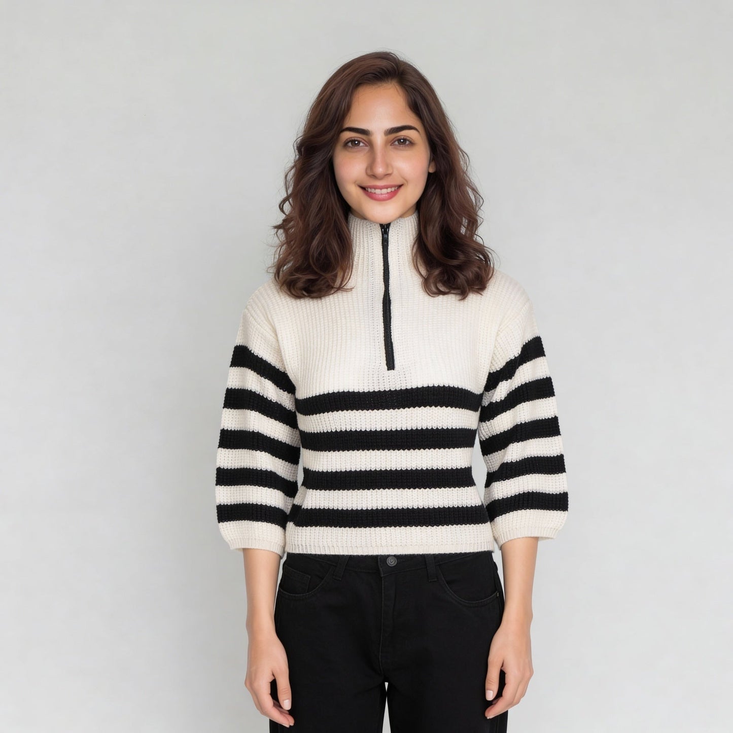 Acrylic Striped Full Sleeve Top