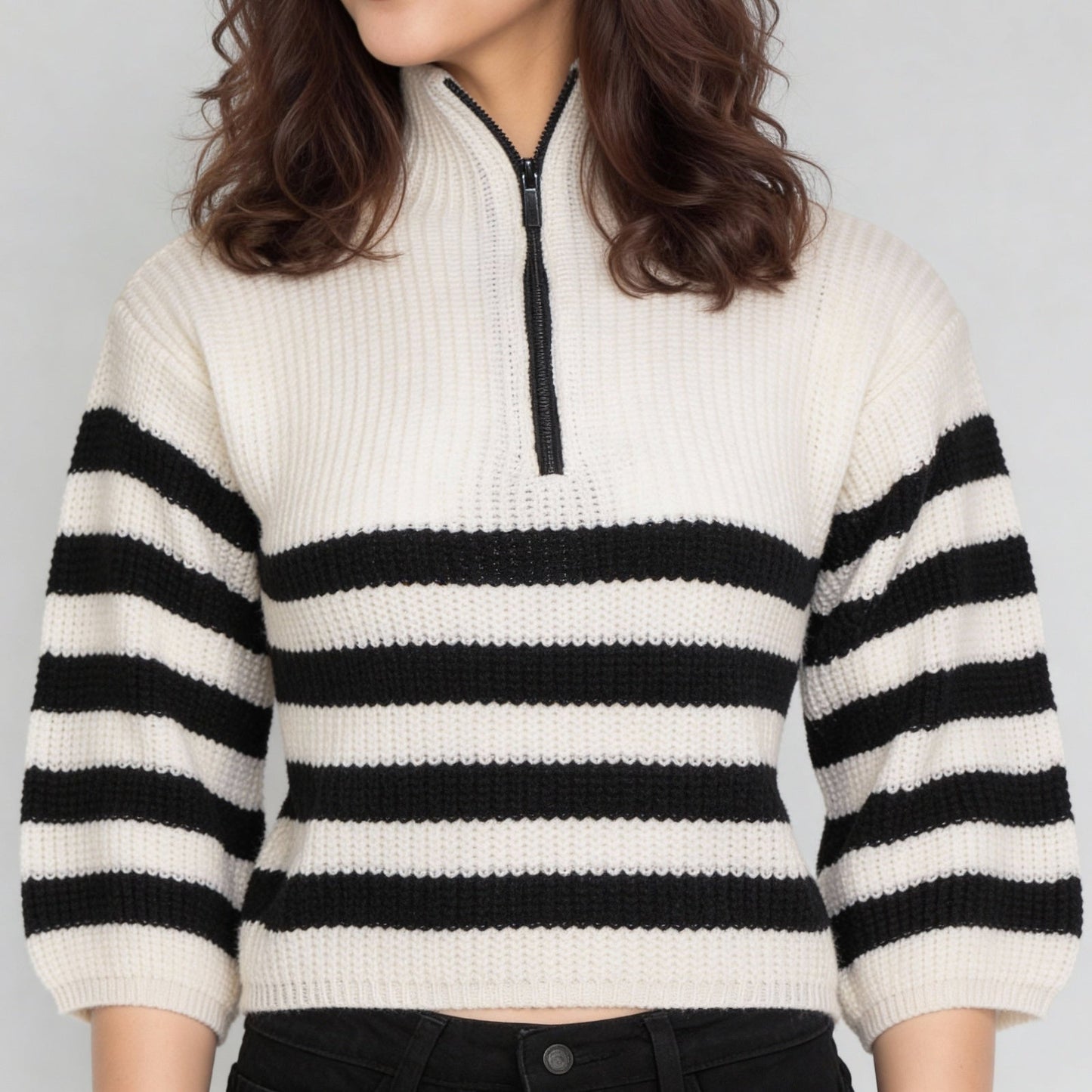 Acrylic Striped Full Sleeve Top