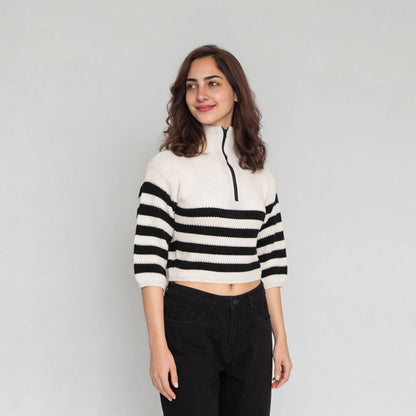 Acrylic Striped Full Sleeve Top