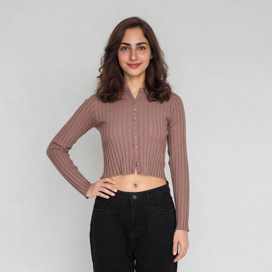 Polyester Viscose Solid Full Sleeve Top