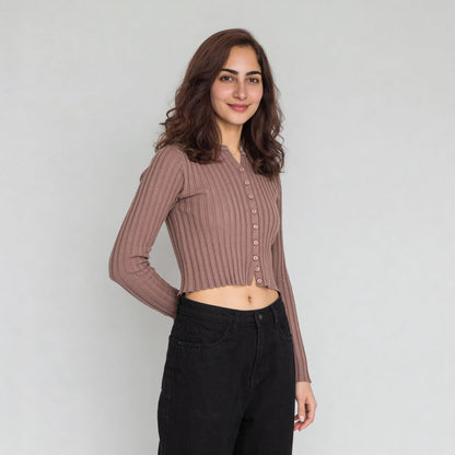Polyester Viscose Solid Full Sleeve Top