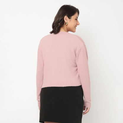 V-Neck Flat Knit Top