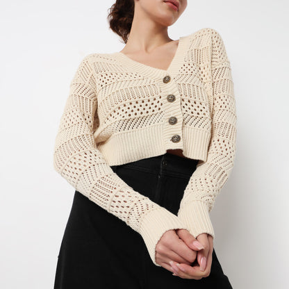 V-Neck Flat Knit Top