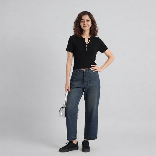 Solid Flat Knit Top