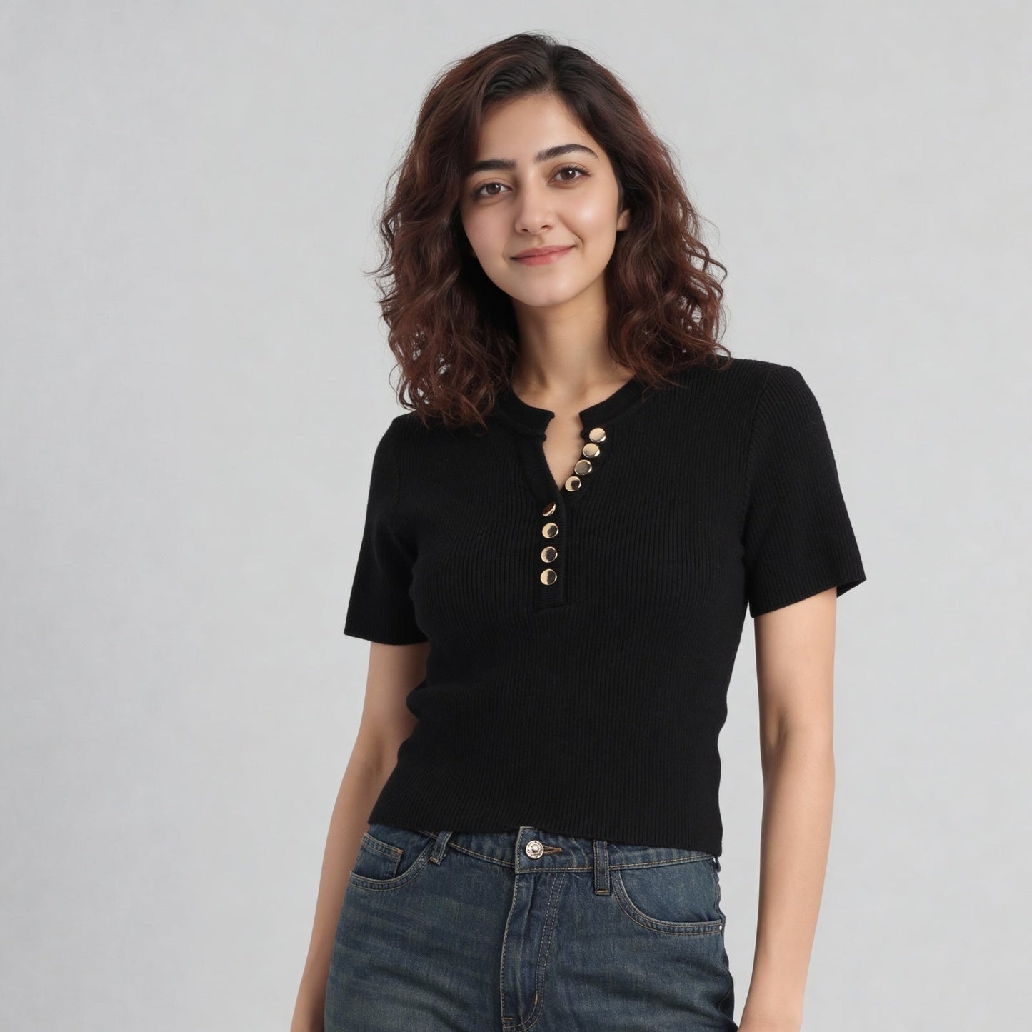 Solid Flat Knit Top