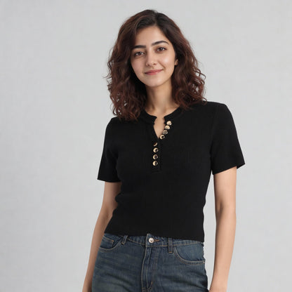 Solid Flat Knit Top