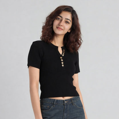 Solid Flat Knit Top