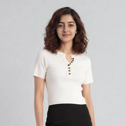 Solid Flat Knit Top