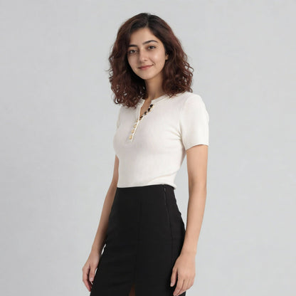 Solid Flat Knit Top