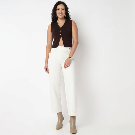 V Neck Flat Knit Crop Top