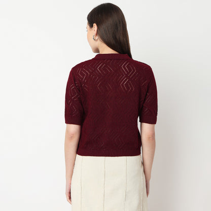 Chevron Pattern Flatknit Top