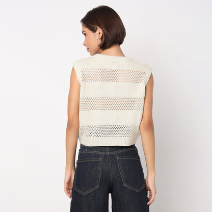 Flat Knit Top With Front Zipper and 3D Bows Details