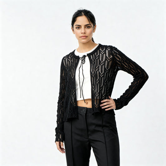 Lace Cotton Flat Knit Top
