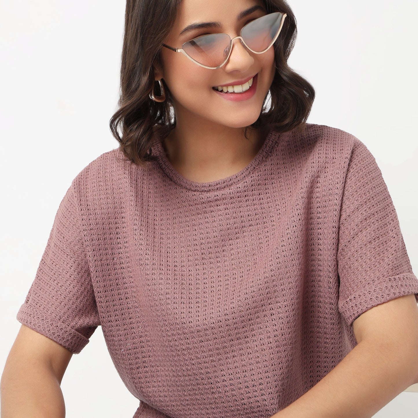 Round Neck Flat Knit Top