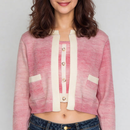 Knitted Ombre Full Sleeve Flat Knit Top