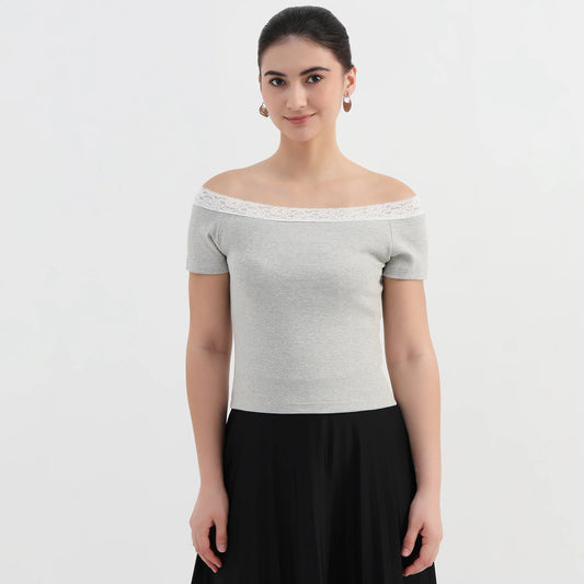 Off-Shoulder Solid Top