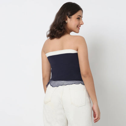 Cotton Printed Off Shoulder Crop Top